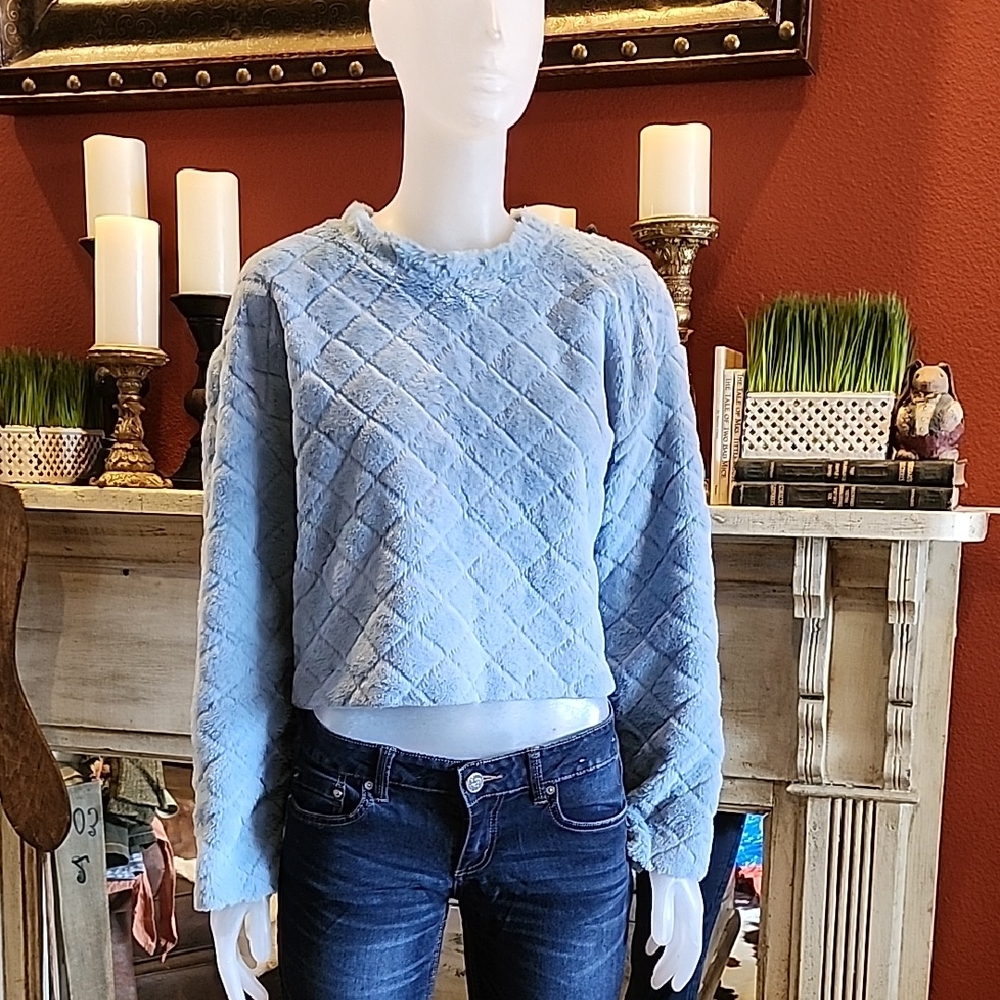Light Blue Quilted Sweater
